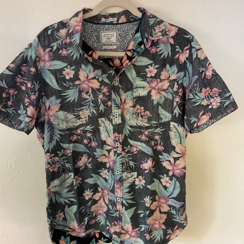 On The Road Slim Fit Floral Hawaiian Shirt